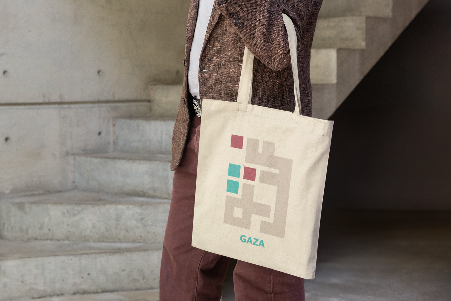 Tote bag sort med motiv Gaza